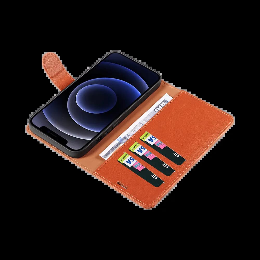 Housse folio anti-RFID iPhone 12 mini – PROTECT IP011 Marron - Vue 7