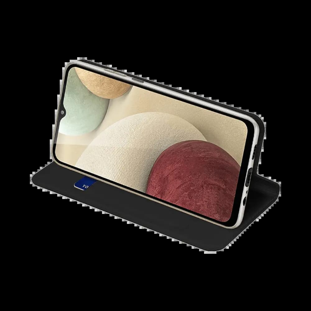 Housse folio Samsung Galaxy A12 / M12 porte-carte – Dux Ducis Skin Pro Noir - Vue 12