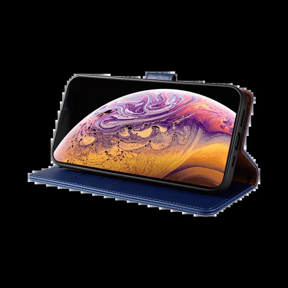 Housse folio anti-RFID iPhone X / XS – PROTECT IP011 Bleu Marine - Vue 7