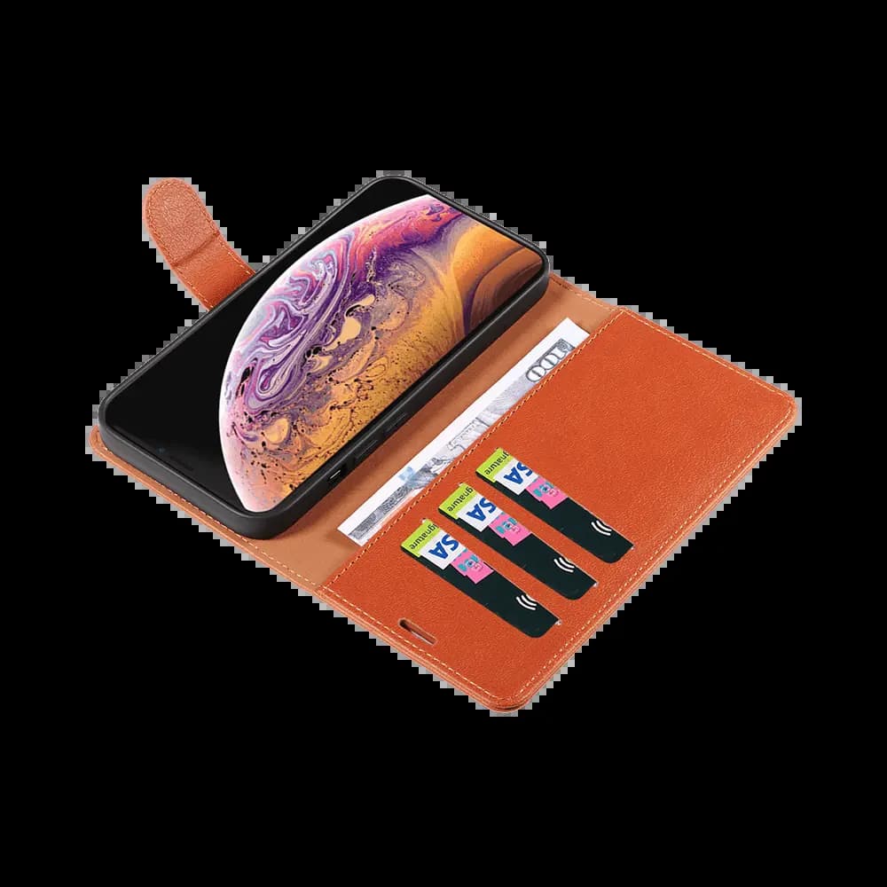 Housse folio anti-RFID iPhone XS Max – PROTECT IP011 Marron - Vue 7