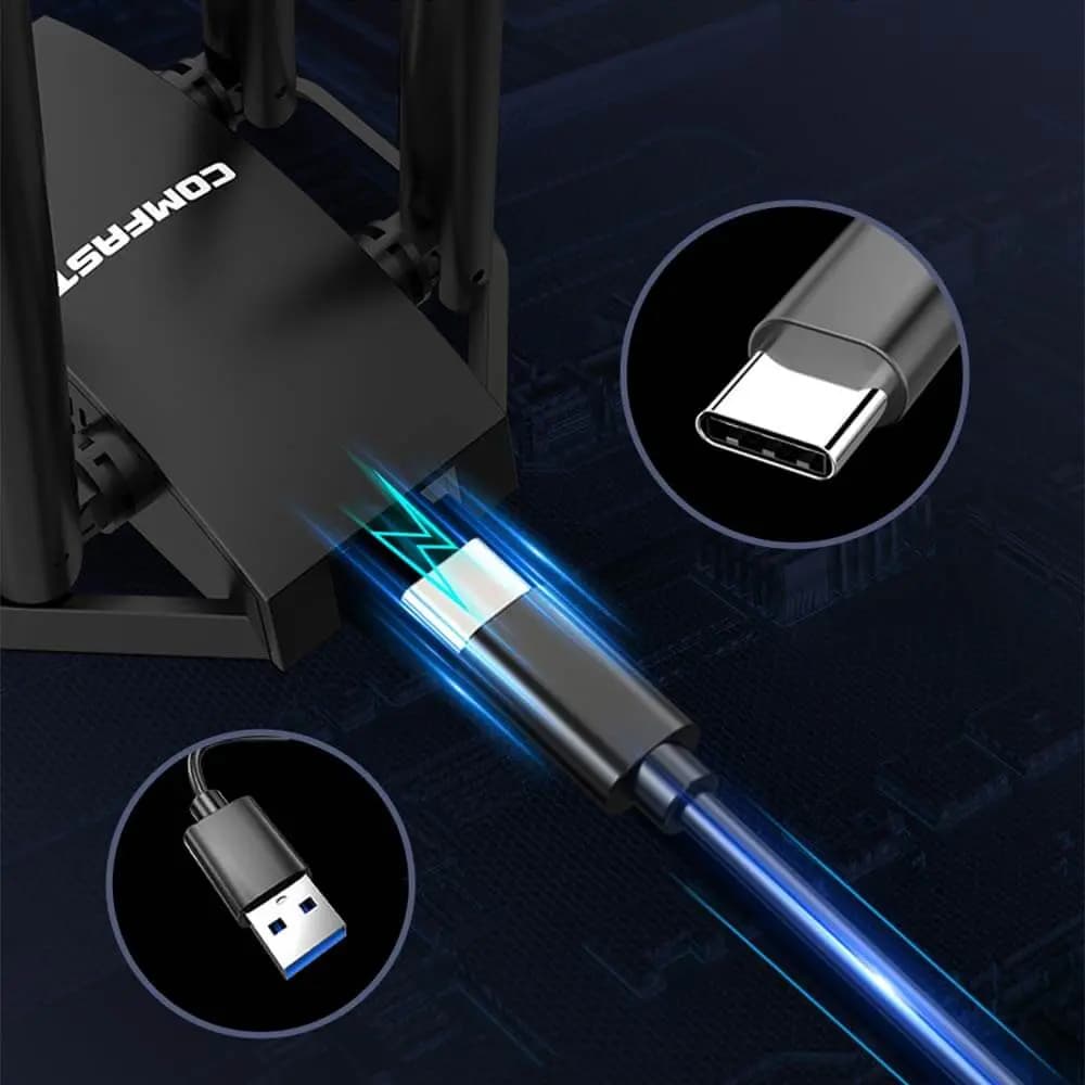 Adaptateur WiFi USB 3.0 1300 Mbps 4 antennes double bande - Comfast CF-WU785AC - Vue 13