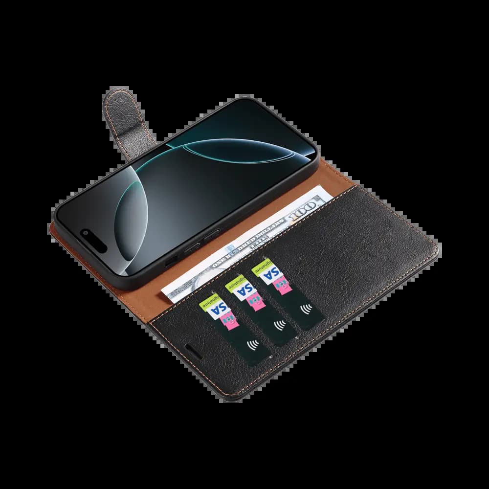 Housse folio anti-RFID iPhone 16 Pro – PROTECT IP011 Noir - Vue 7