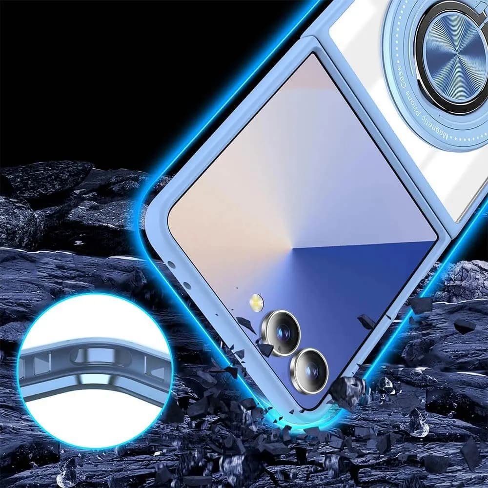 Coque de Protection Magnétique avec Bague 360° Z-FL3 Samsung Galaxy Z Flip 7 5G Bleu - Vue 10