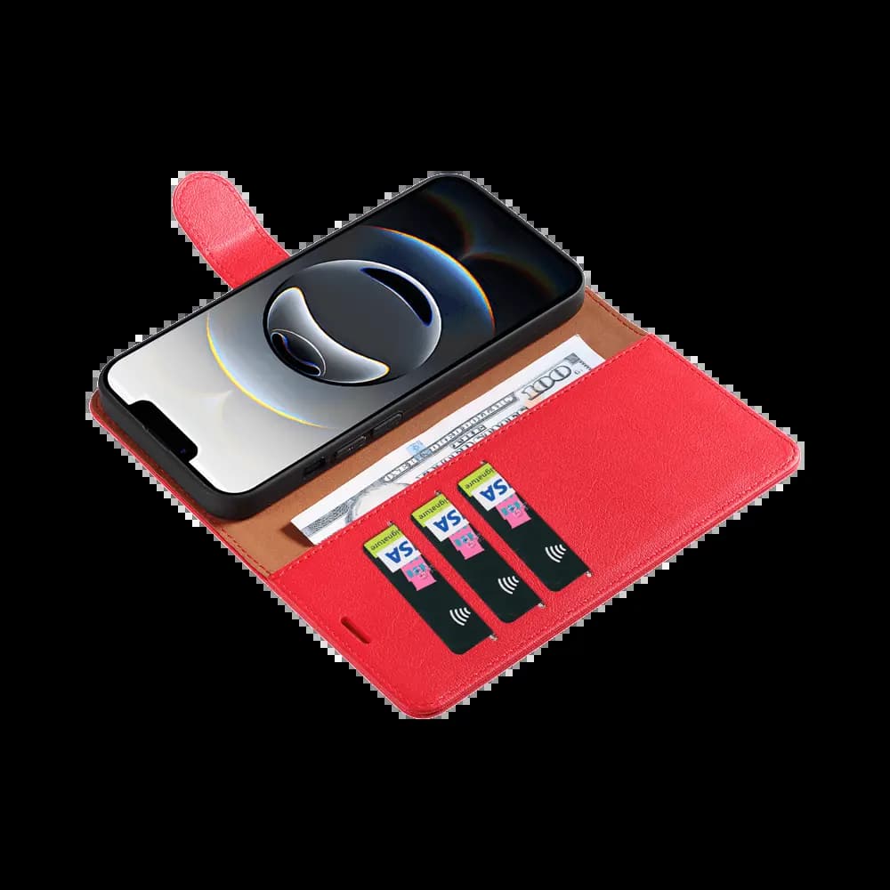 Housse folio anti-RFID iPhone 16e – PROTECT IP011 Rouge - Vue 7