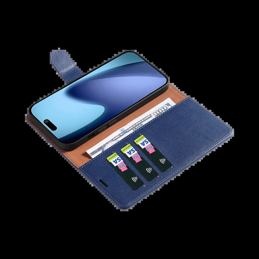 Housse folio anti-RFID iPhone 17 – PROTECT IP011 Bleu Marine - Vue 9