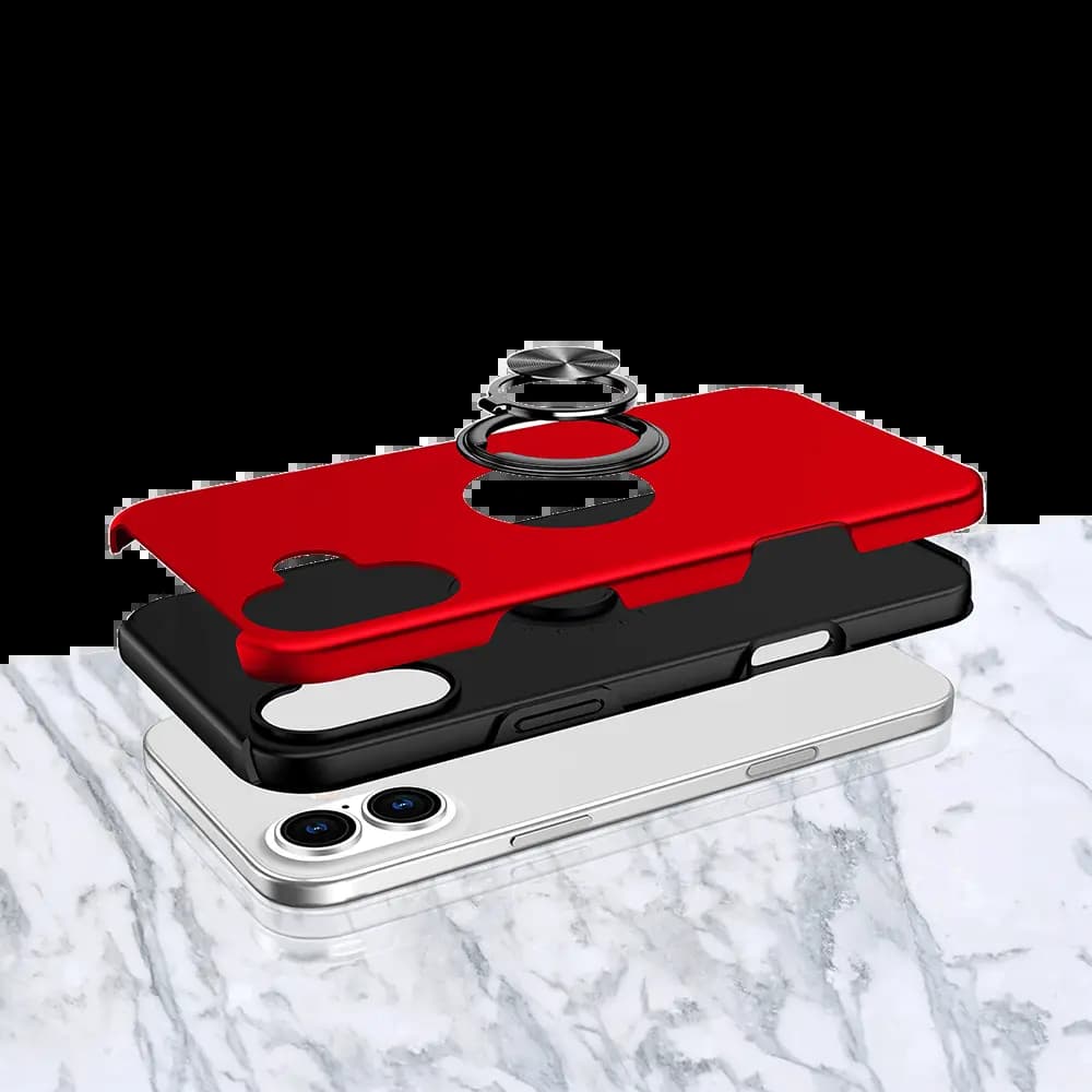 Coque de protection iPhone 16 Plus avec anneau rotatif – PROTECT IE013 Rouge - Vue 3