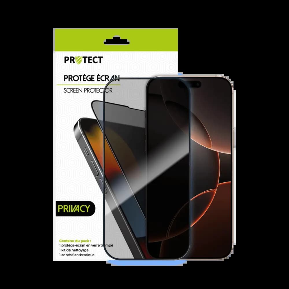 Verre trempé anti-espions 9H – Apple iPhone 16 Pro – PROTECT Transparent - Vue 20