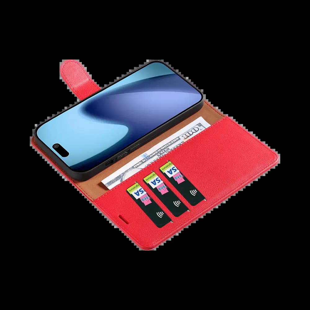 Housse folio anti-RFID iPhone 17 – PROTECT IP011 Rouge - Vue 7