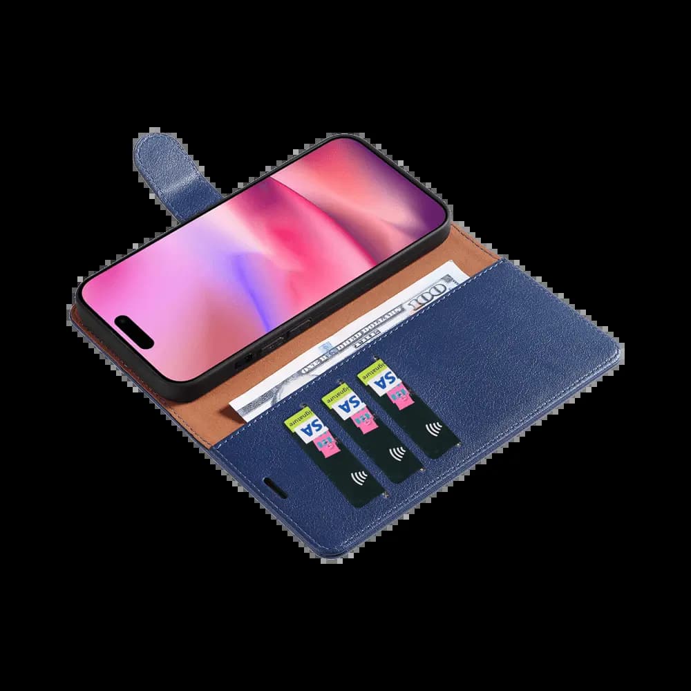 Housse folio anti-RFID iPhone 16 – PROTECT IP011 Bleu Marine - Vue 7