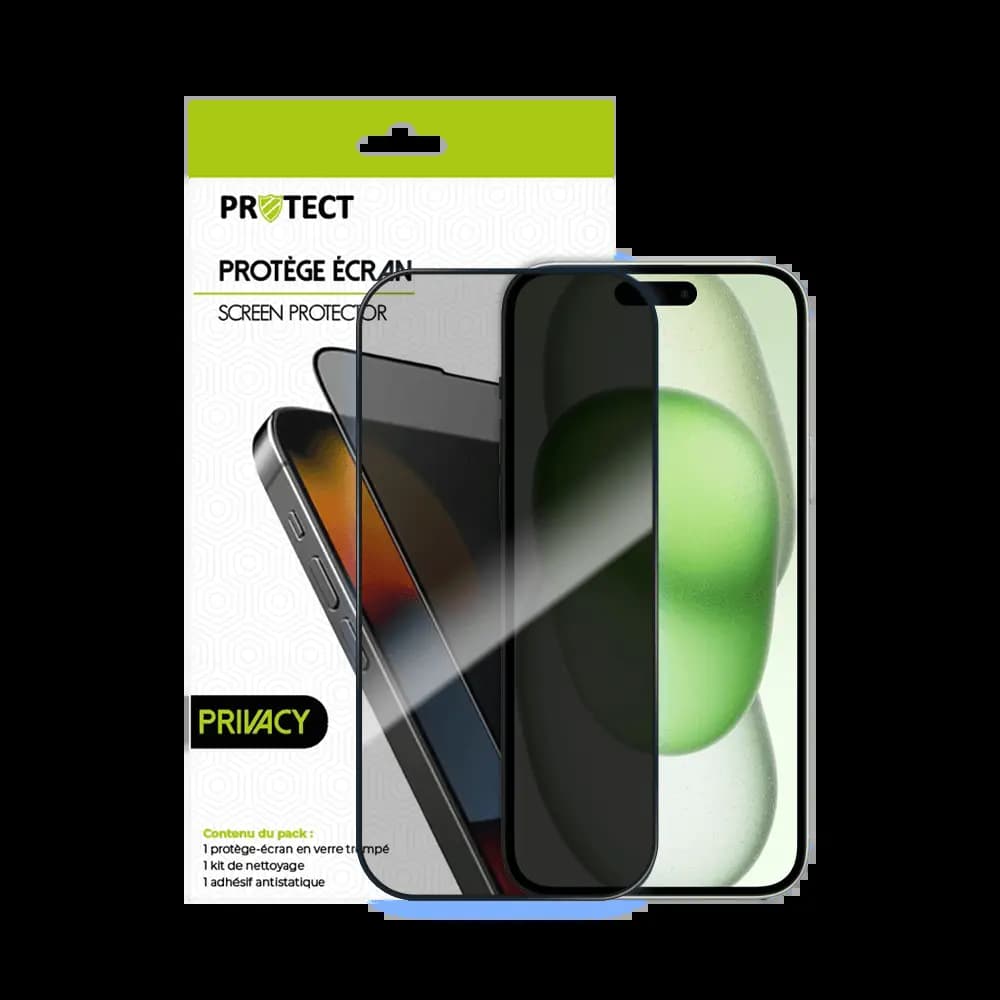 Verre trempé anti-espions 9H – Apple iPhone 15 Plus – PROTECT Transparent - Vue 20