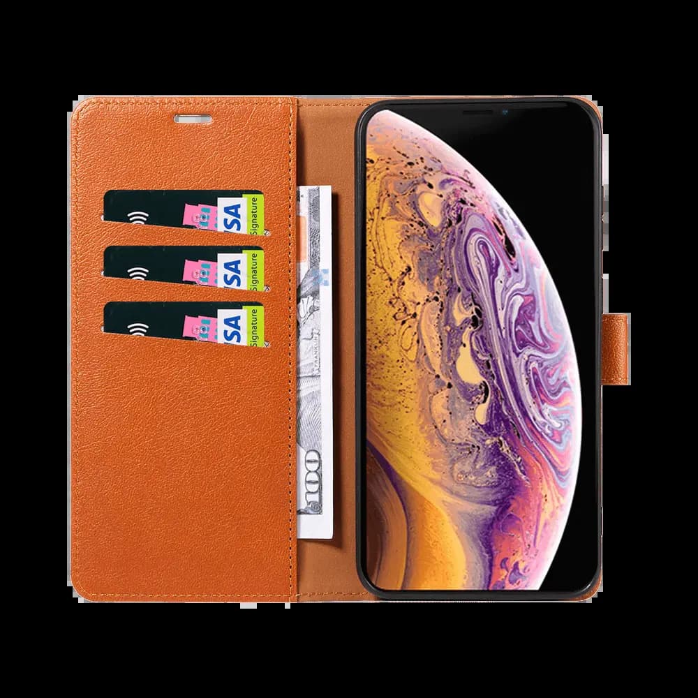 Housse folio anti-RFID iPhone X / XS – PROTECT IP011 Marron - Vue 4