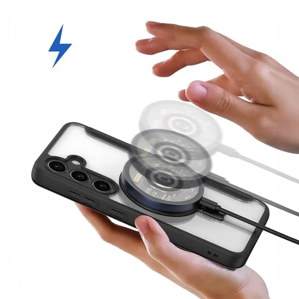 Housse folio MagSafe avec support + blocage RFID Samsung Galaxy S24+ 5G – Dux Ducis Skin X Pro Bleu - Vue 7