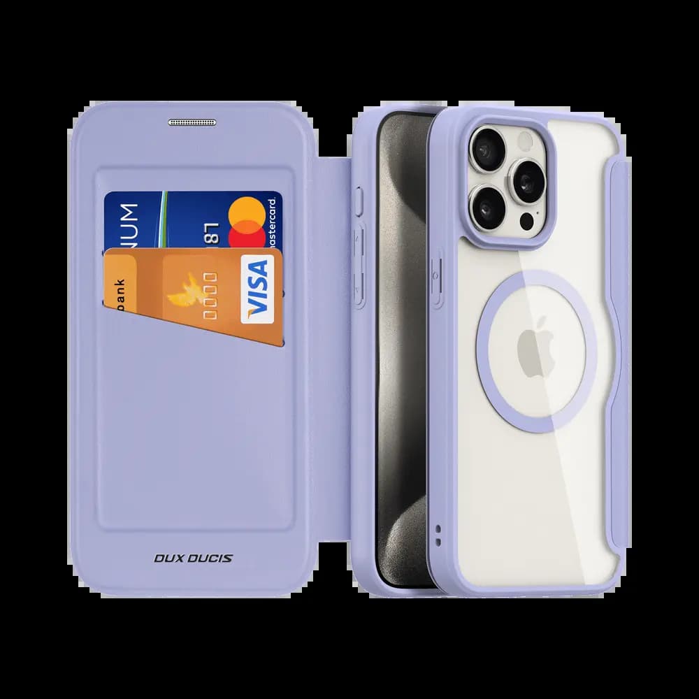 Housse folio MagSafe iPhone 15 Pro – Dux Ducis Skin X Pro Violet - Vue 4