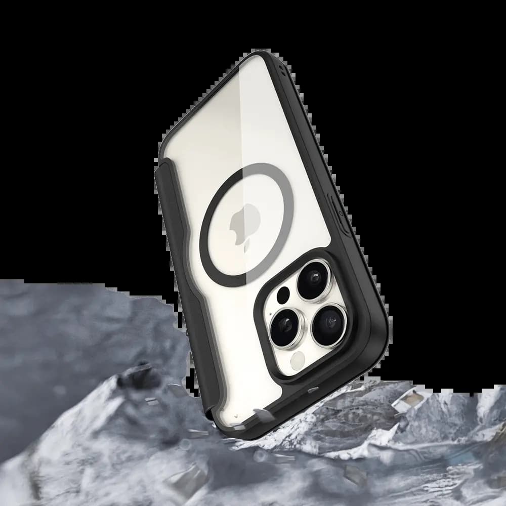 Housse folio MagSafe iPhone 15 Pro Max – Dux Ducis Skin X Pro Noir - Vue 24