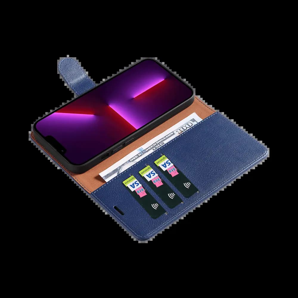 Housse folio anti-RFID iPhone 12 / 12 Pro – PROTECT IP011 Bleu Marine - Vue 7