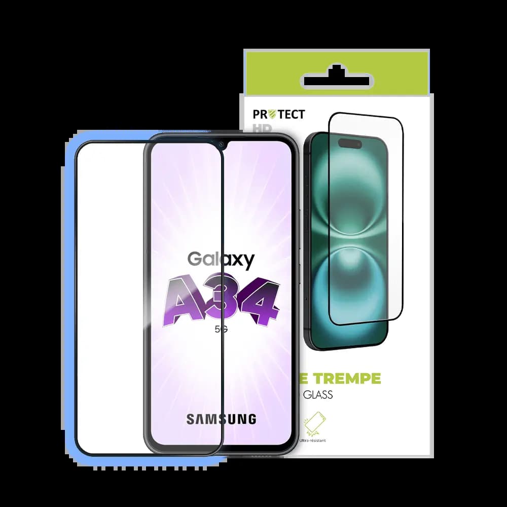 Verre trempé Samsung Galaxy A34 5G - protection écran 9H - PROTECT Transparent - Vue 24