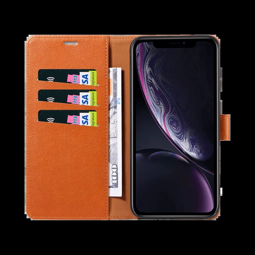 Housse folio anti-RFID iPhone XR – PROTECT IP011 Marron - Vue 4