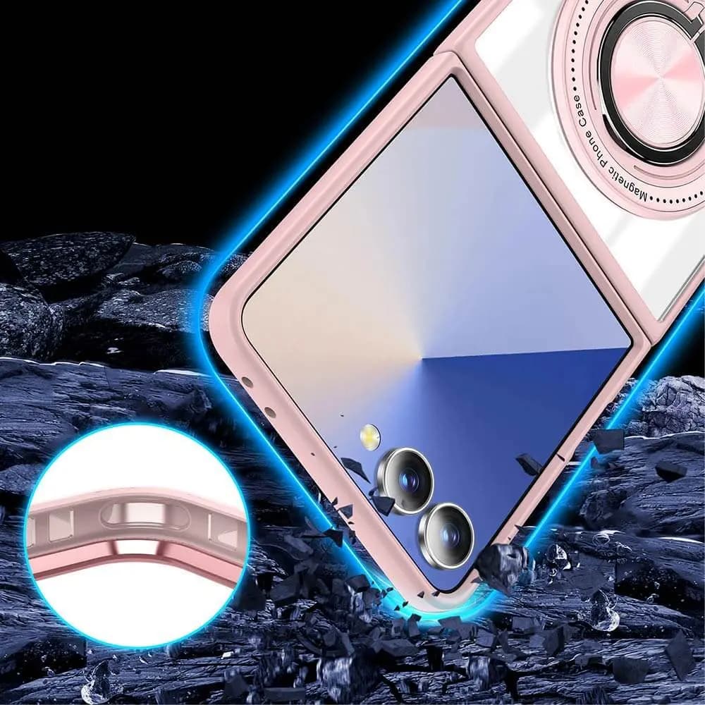 Coque de Protection Magnétique avec Bague 360° Z-FL3 Samsung Galaxy Z Flip 7 5G Rose - Vue 10