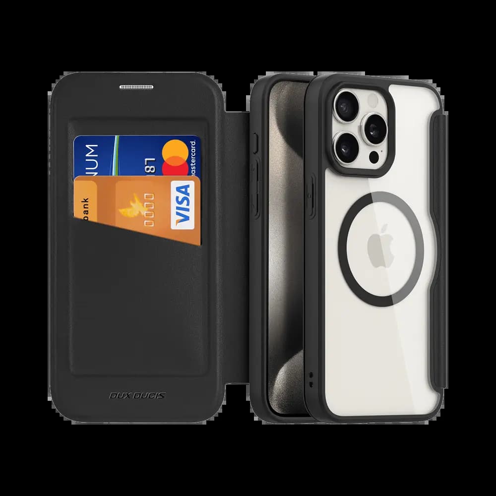 Housse folio MagSafe iPhone 15 Pro Max – Dux Ducis Skin X Pro Noir - Vue 4