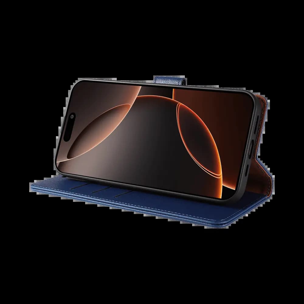 Housse folio anti-RFID iPhone 16 Pro Max – PROTECT IP011 Bleu Marine - Vue 13