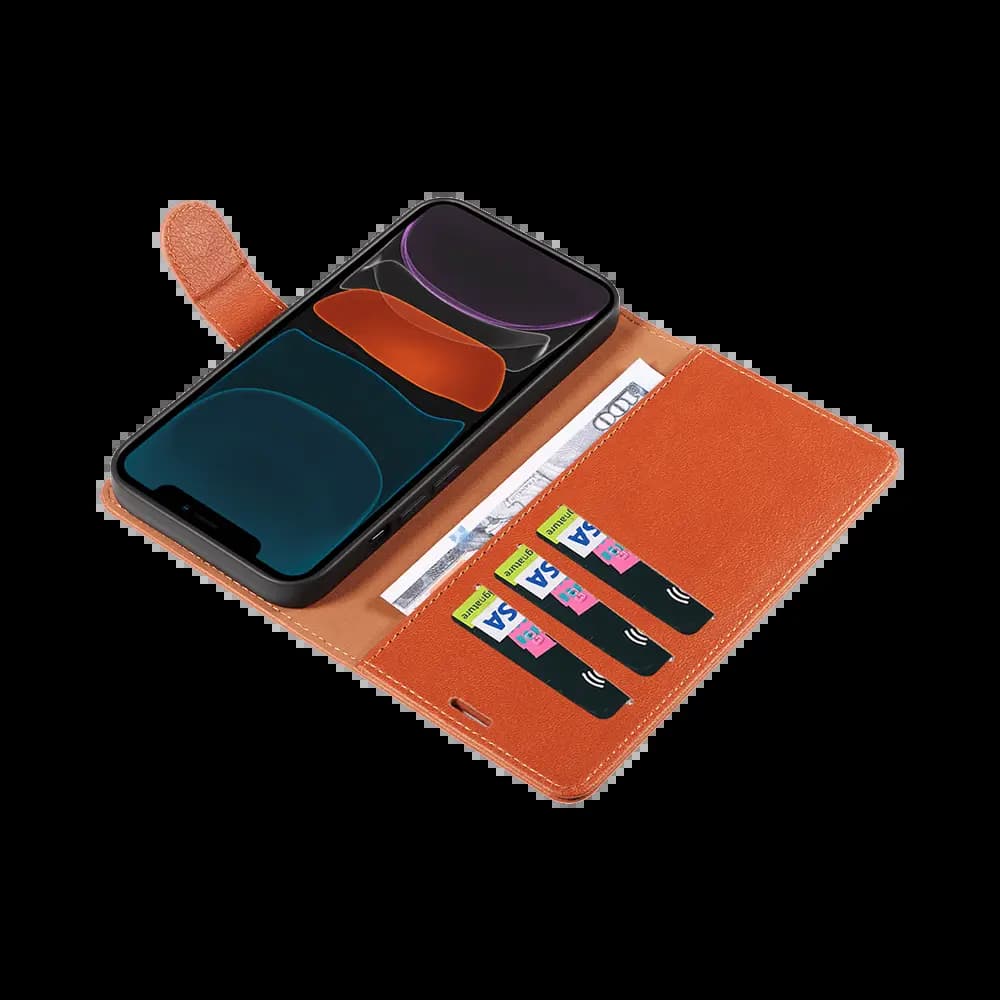 Housse folio anti-RFID iPhone 11 – PROTECT IP011 Marron  - Vue 7