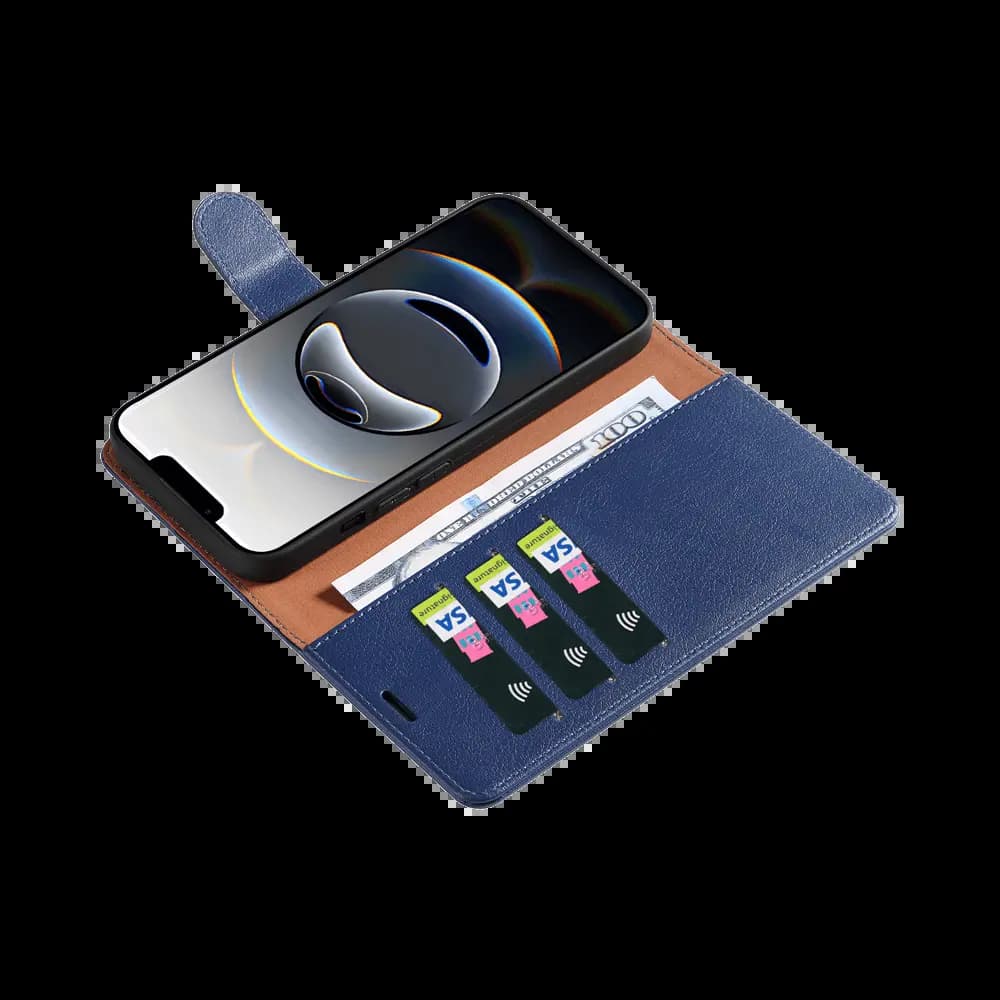 Housse folio anti-RFID iPhone 16e – PROTECT IP011 Bleu Marine - Vue 7