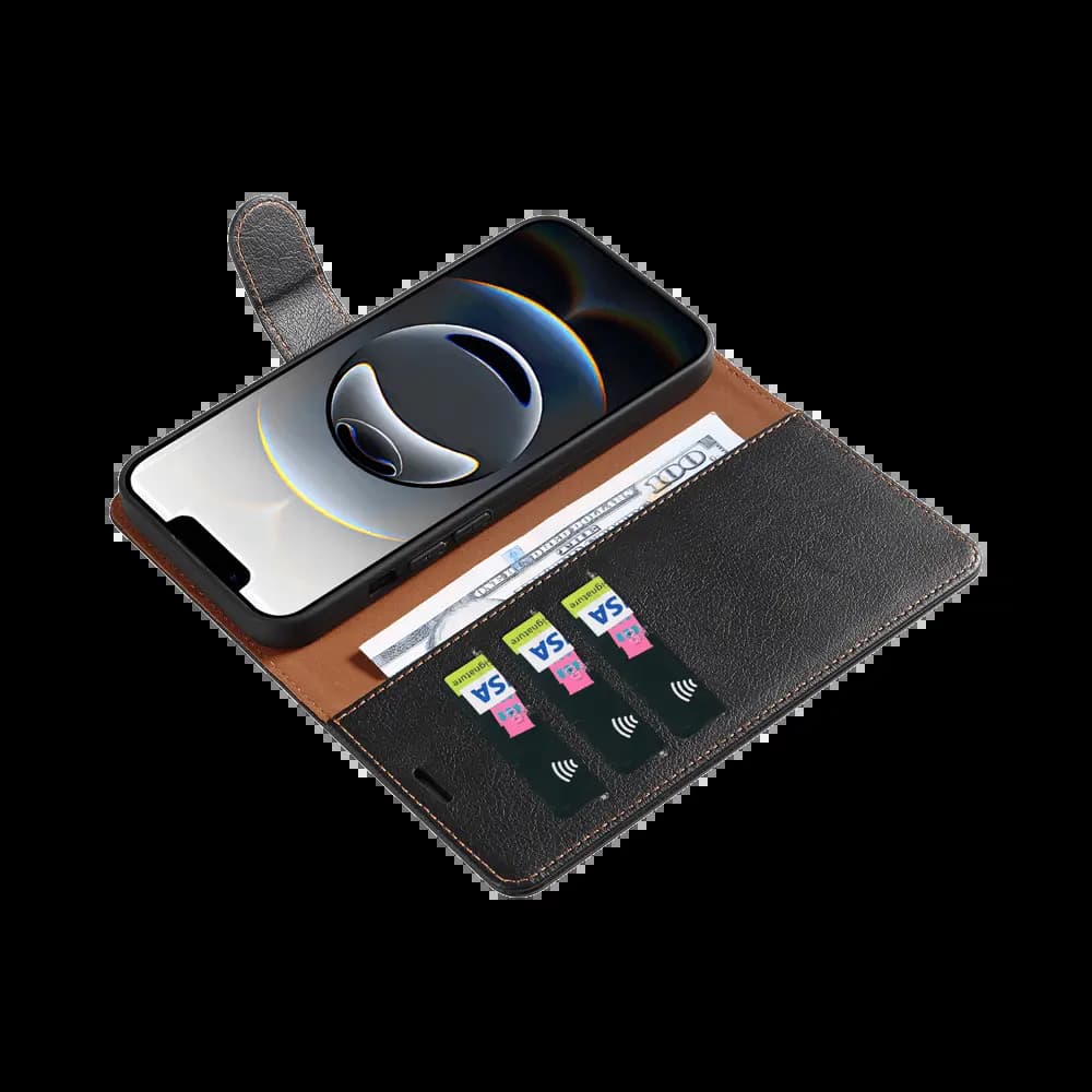 Housse folio anti-RFID iPhone 16e – PROTECT IP011 Noir - Vue 7