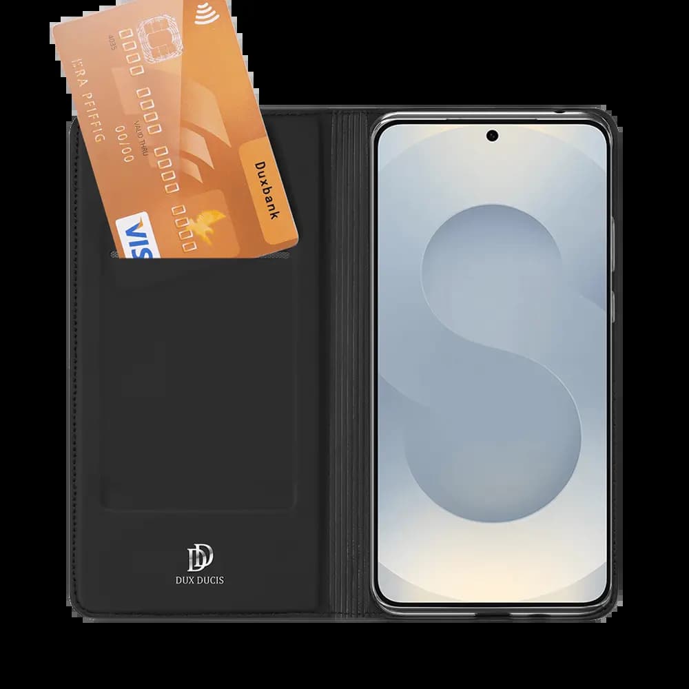 Housse folio Samsung Galaxy S25 Edge porte-carte – Dux Ducis Skin Pro Noir - Vue 4