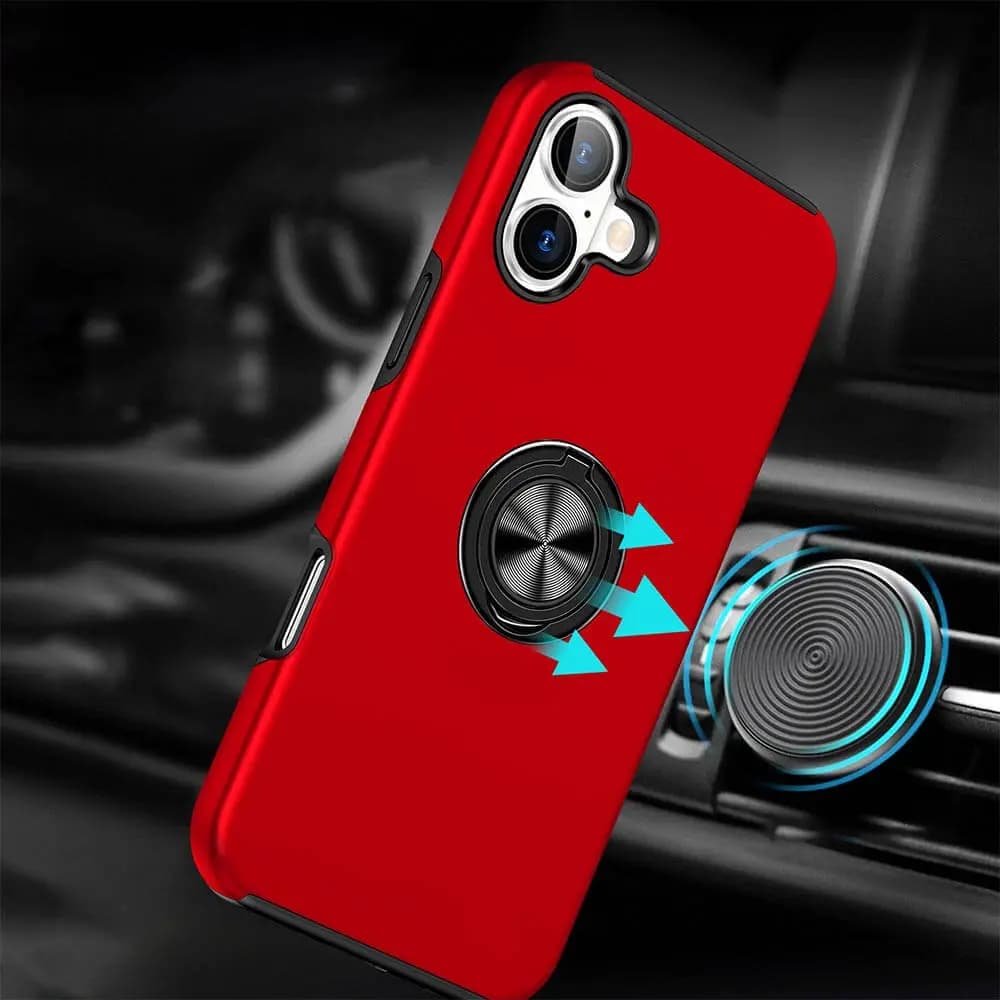 Coque de protection iPhone 16 Plus avec anneau rotatif – PROTECT IE013 Rouge - Vue 7