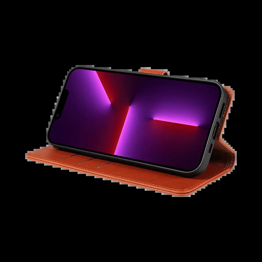 Housse folio anti-RFID iPhone 12 / 12 Pro – PROTECT IP011 Marron - Vue 13