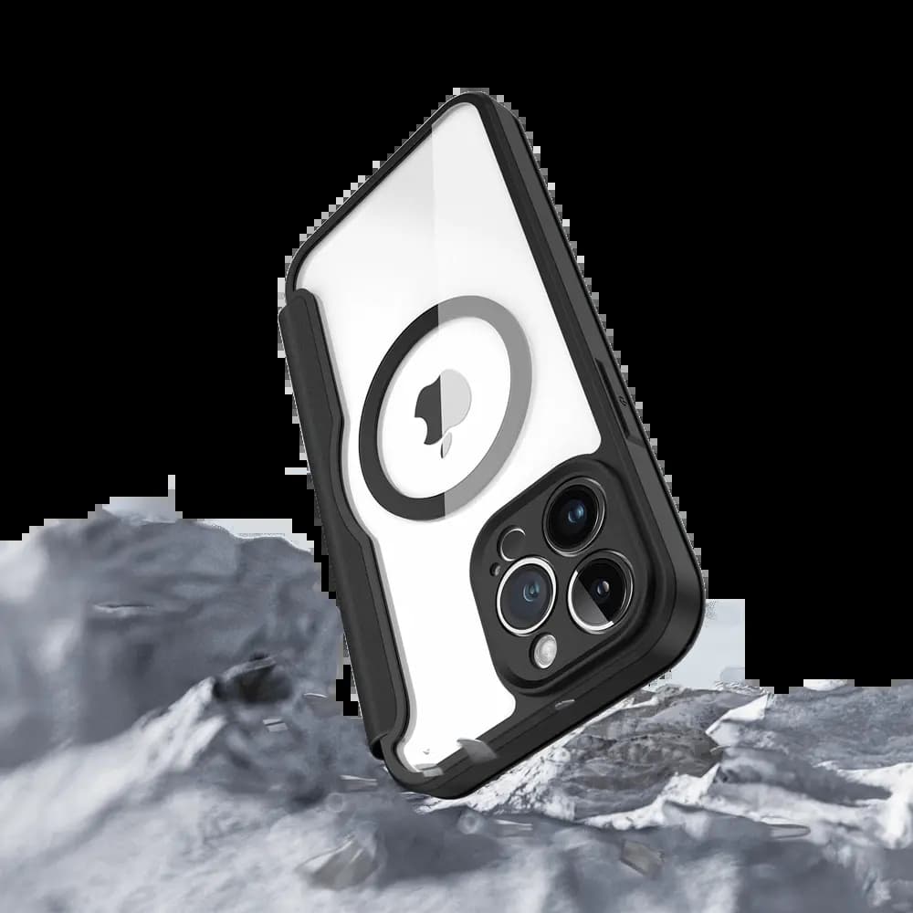 Housse folio MagSafe iPhone 13 Pro Max – Dux Ducis Skin X Pro Noir - Vue 24