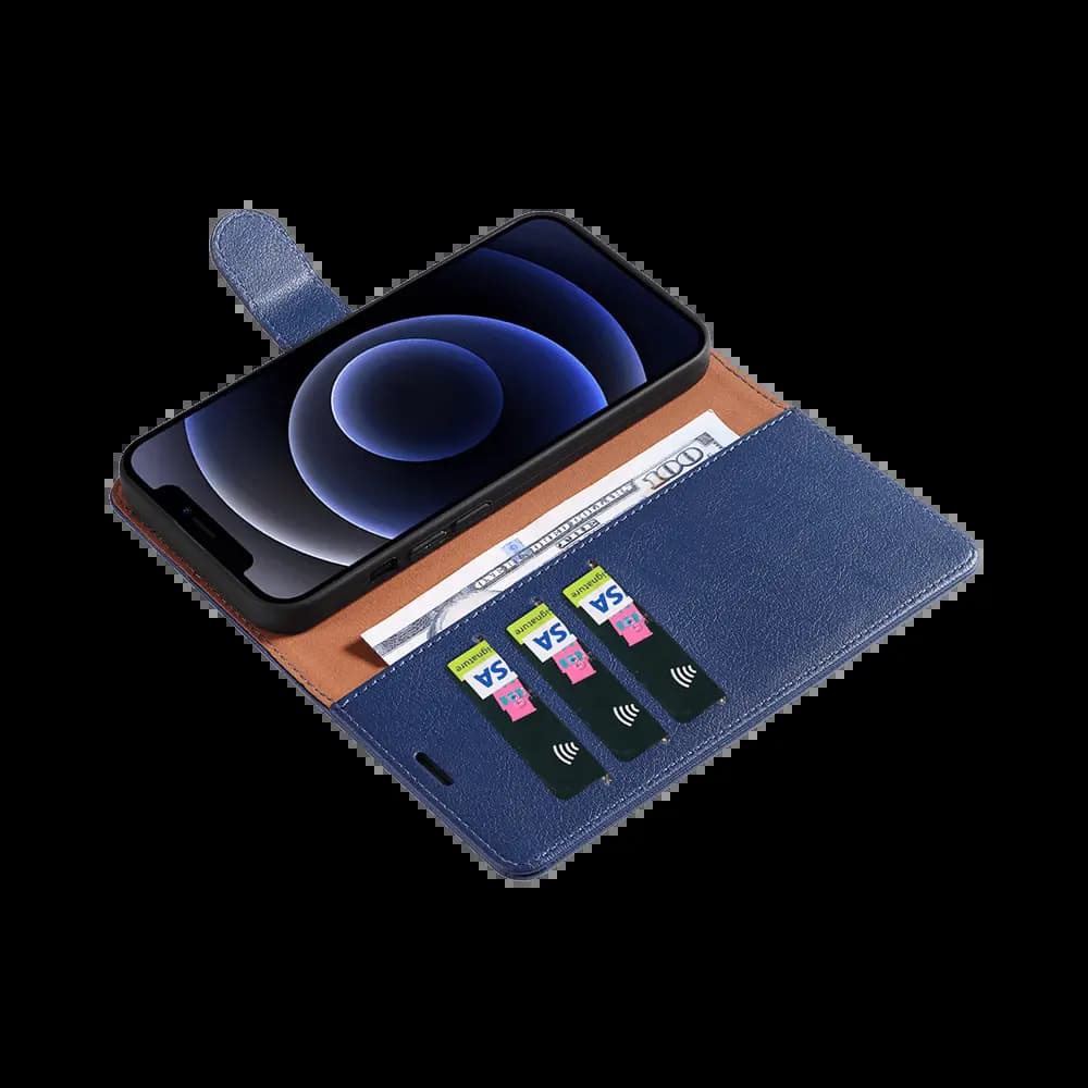 Housse folio anti-RFID iPhone 12 mini – PROTECT IP011 Bleu Marine - Vue 7