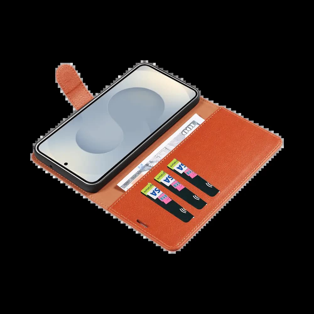 Housse folio anti-RFID Samsung Galaxy S25+ – PROTECT IP011 Marron - Vue 7