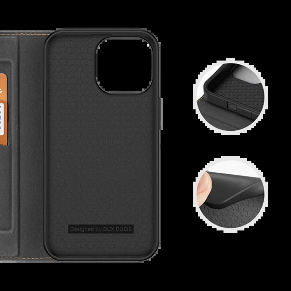 Housse folio iPhone 14 Pro avec porte-cartes + support – Dux Ducis Skin X2 Noir - Vue 24