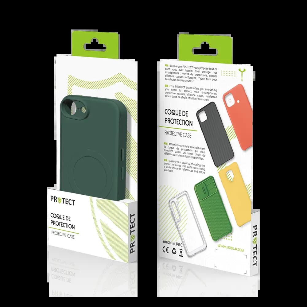 Coque MagSafe iPhone 16e / iPhone 17e antichoc et intérieur flanelle - PROTECT IZ001 Vert Foncé - Vue 24