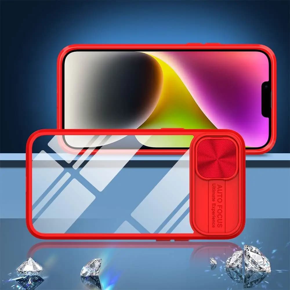 Coque avec cache caméra iPhone 14 Plus – PROTECT IE027 Rouge  - Vue 4