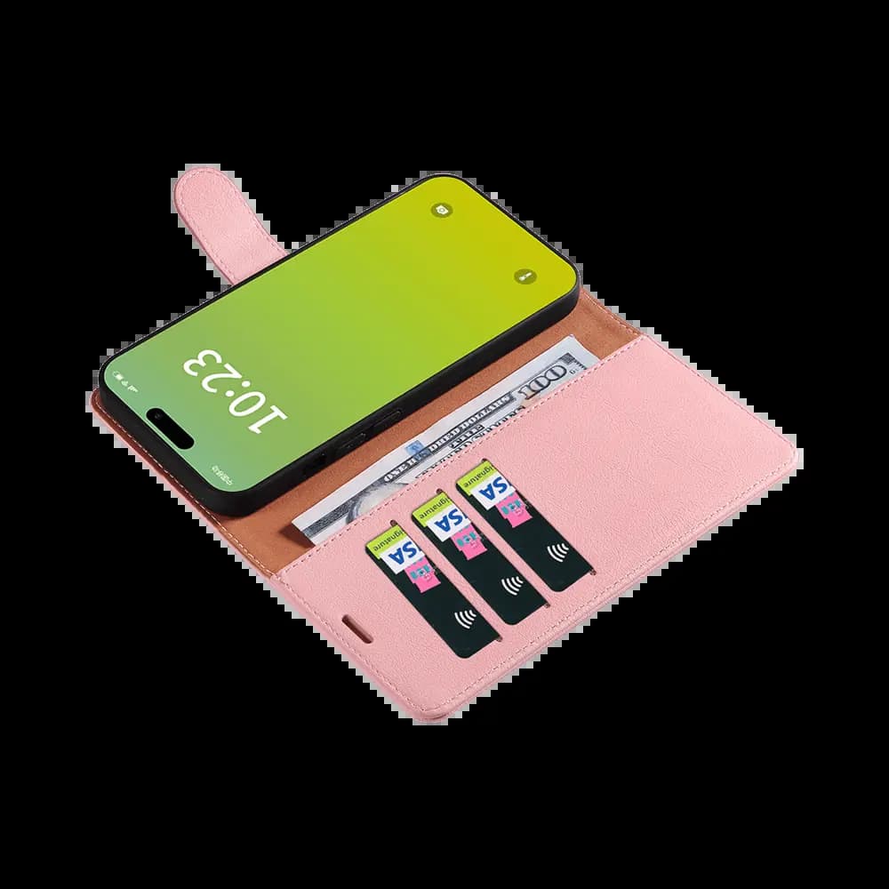 Housse folio anti-RFID iPhone 15 Plus – PROTECT IP011 Rose - Vue 7