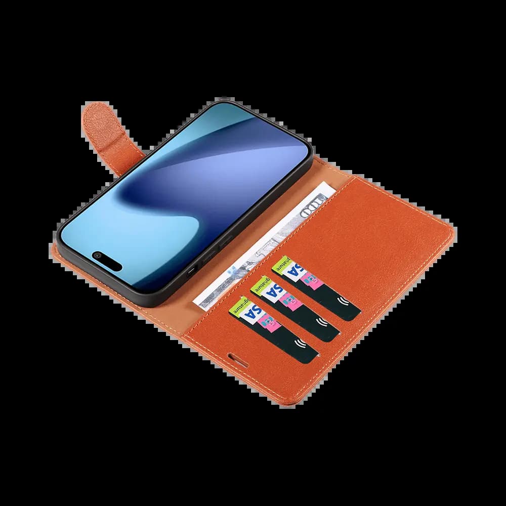 Housse folio anti-RFID iPhone 17 – PROTECT IP011 Marron - Vue 9