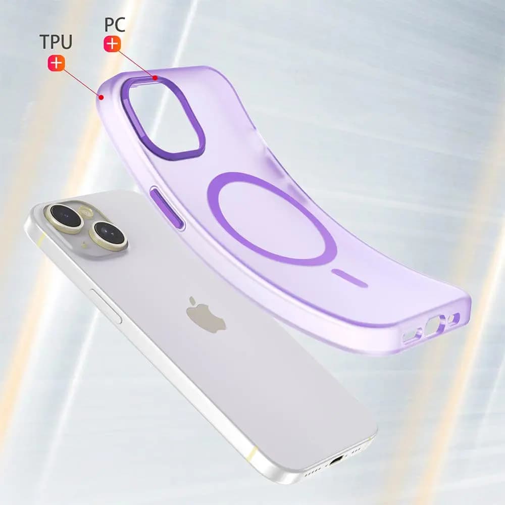 Coque MagSafe bi-matière – iPhone 15– PROTECT MF-006 Violet Foncé - Vue 4