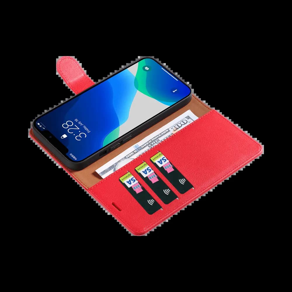 Housse folio anti-RFID iPhone 13 – PROTECT IP011 Rouge - Vue 7