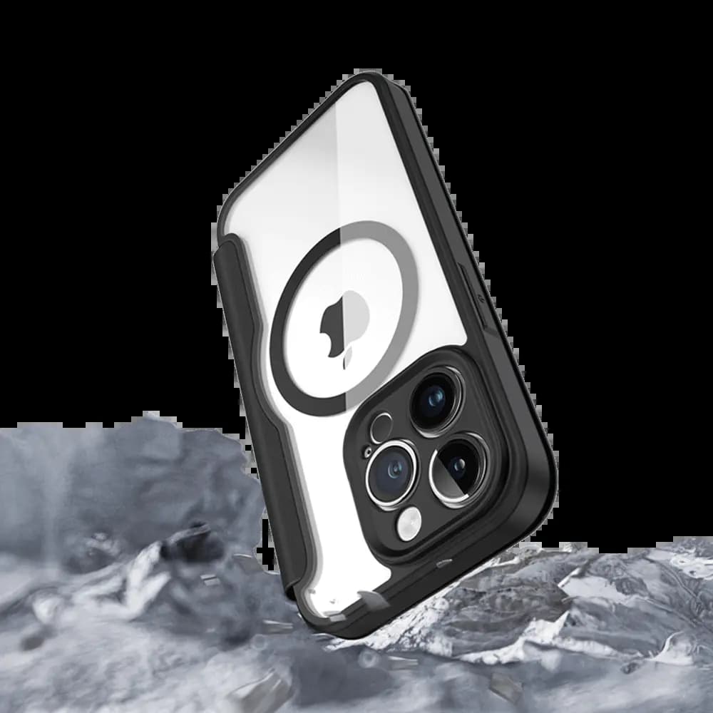 Housse folio MagSafe iPhone 14 Pro – Dux Ducis Skin X Pro Bleu - Vue 24