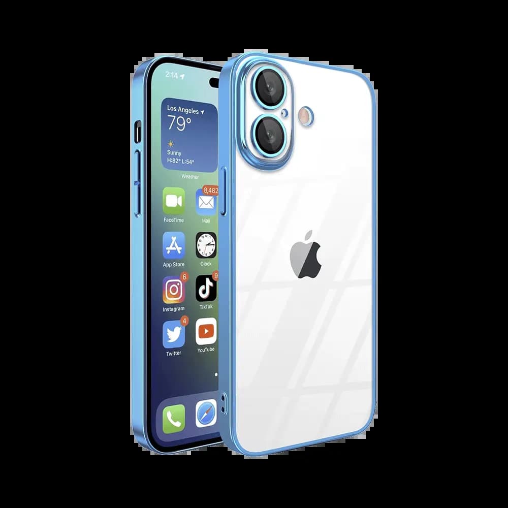 Coque de Protection Crystal Glass JMGOKIT pour Apple iPhone 16 Bleu