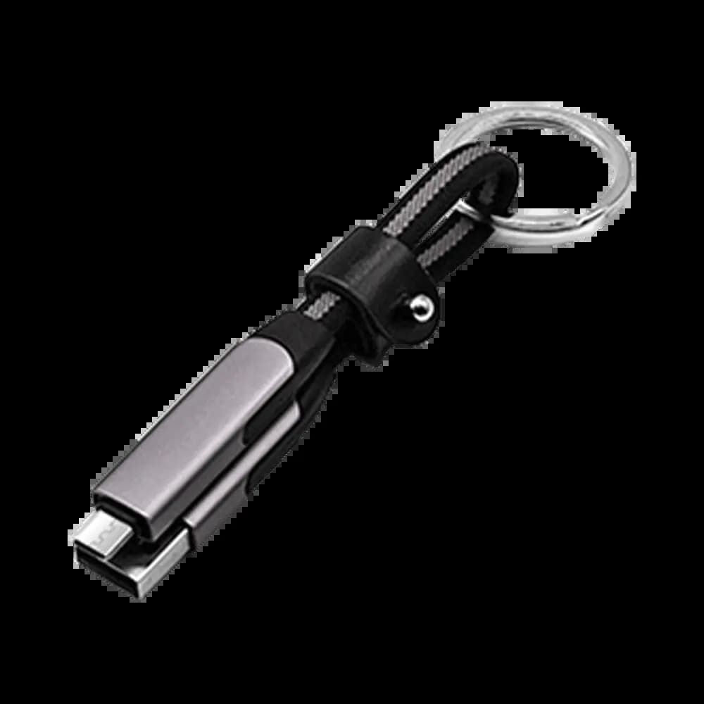 Porte-Clés Multi-Câbles 5 en 1 (Lightning + 2x Type-C + USB-A) Gris