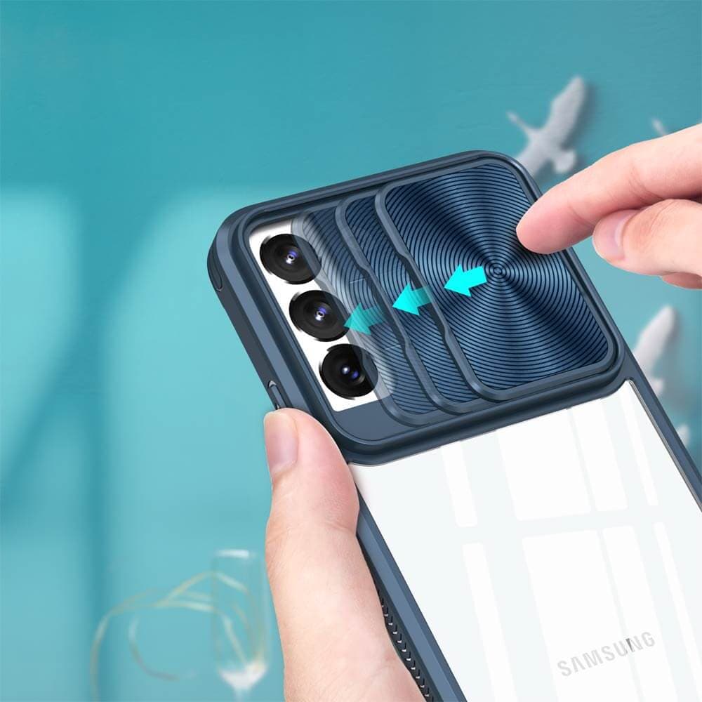Coque avec cache caméra – Galaxy S22+ – PROTECT IE027 Bleu Marine