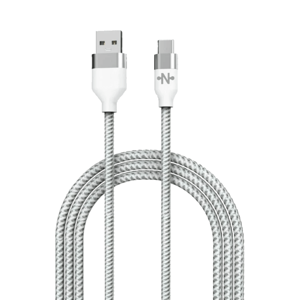 Câble Data Nylon Tressé USB vers Type-C CONNECT (1m) Blanc