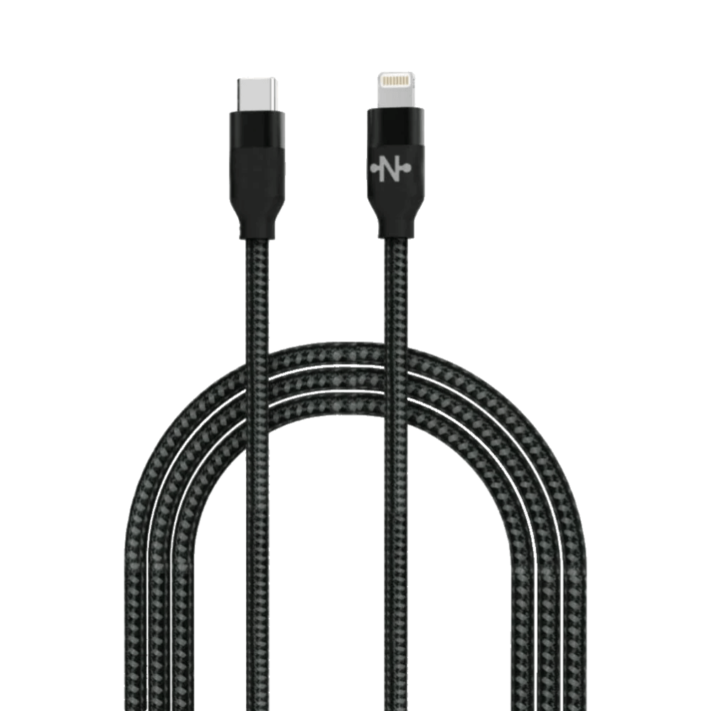 Câble Data Nylon Tressé Type-C vers Lightning CONNECT (2m) Noir