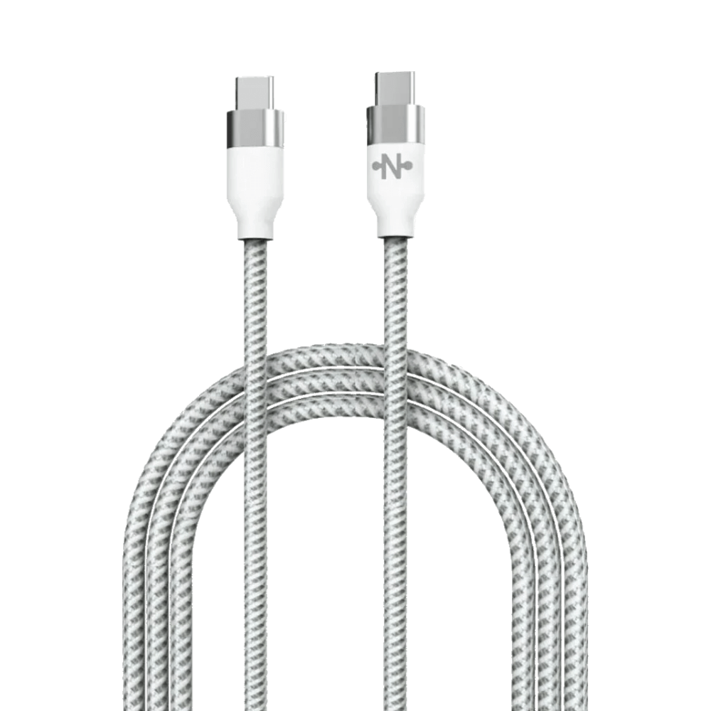 Câble Data Nylon Tressé Type-C vers Type-C CONNECT (2m) Blanc