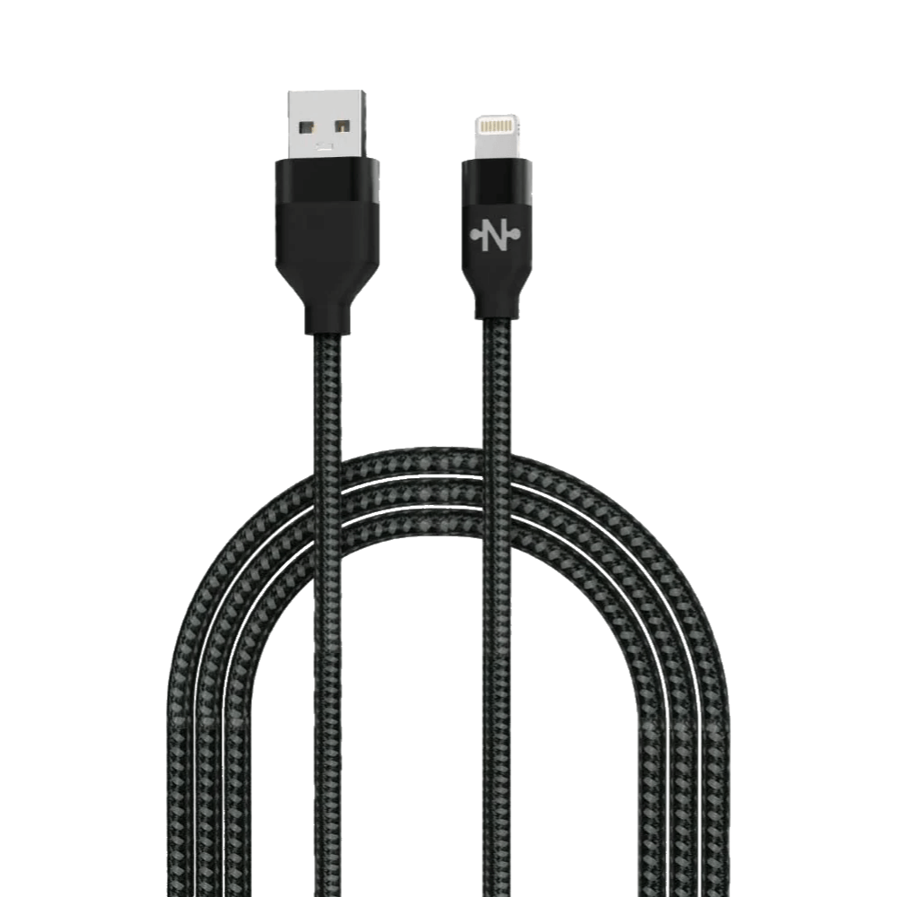Câble Data  Nylon Tressé USB vers Lightning CONNECT (2m) Noir