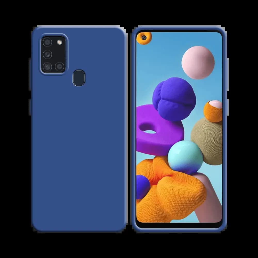 Coque Silicone Compatible pour Samsung Galaxy A21S A217F (#16) Bleu Marine