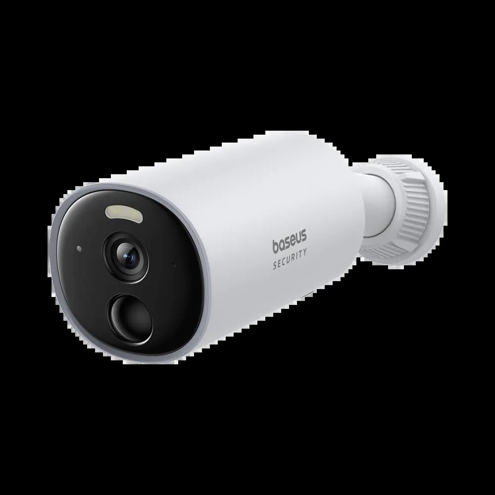 Caméra de Surveillance Sans Fil pour Extérieur Baseus 2K 8GB avec Batterie 7800mAh, Vision Nocturne et Micro Bidirectionnel Blanc